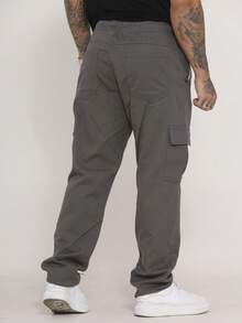 Calça Cargo Masculina em Sarja, Modelagem Oversized Confortável Casual com 6 bolsos Estilo Skate - Cinza - Visão 8