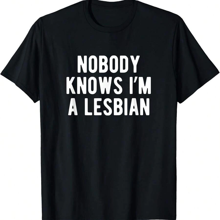 Camiseta divertida "Nadie sabe que soy lesbiana" para salir del armario en el mes del orgullo - Negro - Ver 1