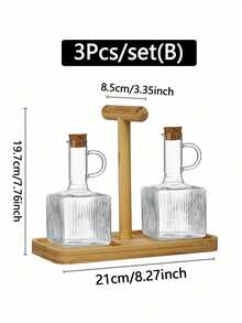 2pcs 360 Degree Transparent Glass Bottle With Lid And Handle, Heat Resistant Soy Sauce/Vinegar Bottle - Multicolor - View 4