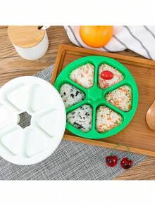 六合一日式寿司饭团模具、饭团制作工具套装、海苔便当盒烹饪模具套装 - 綠色 - 查看 13