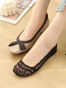 1/5/10 Pairs Of High-Quality Lace Invisible Summer Thin Breathable Low Top Silicone Anti Slip Boat Socks For Women - Multicolor - View 6