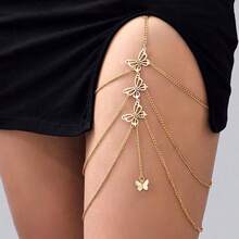 Sexy Leg Chain Lingerie Accessory, Personalized Elastic Lace Multi-Layer Golden Butterfly Body Chain - Multicolor - View 8