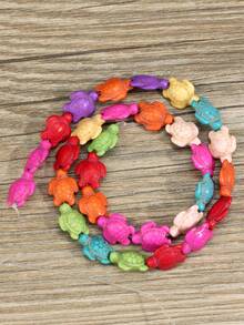 Bunte türkisfarbene Schildkröten Perlen für Schmuckherstellung - 30/23 Stück kleine und große Steinperlen im bohemien-Vintage-Stil, geeignet für DIY Halsketten, Armbänder und andere Schmuckherstellung, Material für Bastler - Verschiedenfarbig - Übersicht 11