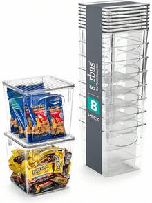 Pequeños contenedores de almacenamiento de plástico - para organización de cocina, organizadores de despensa y almacenamiento, organizador de refrigerador, organizador de gabinete, contenedores de almacenamiento transparentes (paquete de 4) - 2 Paquete - Ver 9