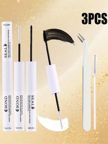[6/3pcs Set, Black/White Glue + Tweezers + Lash Brush] 3pcs Set, Pink Glue - Non-Allergenic, Waterproof, Sweat-Proof, Gentle On Eyes, Suitable For Sports, Swimming, Surfing And Makeup. Swimming Essential. Streamlined Tubular Design, Durable PVC Material | 72-Hour Strong Hold, Latex-Free, Waterproof | Suitable For DIY Cluster Lashes, Homemade False Lashes Makeup Tools | Mixed With Black Lash Extension Glue - Black and White - View 7