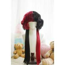 26英寸洛丽塔卷发假发，水母头全头假发，复古娃娃风格带刘海，渐变色角色扮演假发套装 - 彩色 - 查看 2