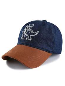 儿童牛仔棒球帽，恐龙鸭子图案帽檐帽，做旧幼儿遮阳帽，卡通户外遮阳帽，春秋新款 - 1PC - 查看 13