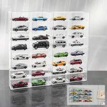Display Case For 32 Hot WheelsMatchbox Cars Display Case Wall Mount Transparent Storage Case For 1/64 Diecast Cars Wall Hanging Stackable Clear Dustproof - Clear - View 1