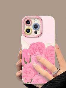 Floral Pink Rose Design Phone Case Compatible With Samsung Phone Cases, Phone 12, 13, 14, 15 Pro, Phone 14 Plus, Phone 15, 16 Pro Max, Phone 17, Phone 17 Pro, Phone 17 Pro Max, And Phone 17 Air. Made Of TPU Material, It Provides Anti-Slip And Drop Protection, Features Raised Lens Protection, And Boasts A Stylish And Attractive Design. It's A Great Gift For Yourself, Family, Friends, And Loved Ones. - 白色 - 查看 4