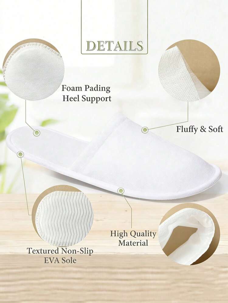 1/6/20 Đôi dép đi trong nhà dùng một lần, dép trong nhà, dép nhung, dép khách sạn dùng một lần, dép unisex, thích hợp cho du lịch hàng không, phòng khách sạn, đồ dùng khách sạn, đồ dùng vệ sinh, đồ dùng gia đình, đồ dùng học tập, thích hợp cho du lịch, khách sạn và sử dụng tại nhà, đồ dùng học tập - trắng - Xem 4