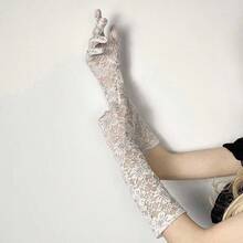 Vintage Mesh Thin Hot Girl Gloves Mesh Lace Sexy Photo Props - 黑色 - 查看 2