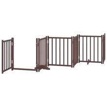 vidaXL 9-Piece Dog Gate With Door Foldable Brown 450 Cm Poplar Wood - Einheitsgröße - Übersicht 5