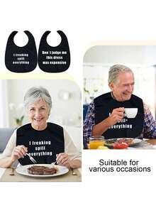 1件个性化趣味成人围兜，可重复使用且可水洗，适合家庭用餐、户外烧烤和节日庆祝活动。防污成人餐具，非常适合食量大的人、美食爱好者，也是独特的礼物之选。 - 多款式 - 查看 5