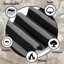 Plus Size Thigh High Socks For Women Knit Cotton Extra Long Striped Over The Knee High Socks Leg Warmers - 黑灰 - 查看 3