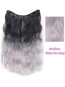 Synthetic Fiber Hair Extensions, Parisian-Style Dyed One-Piece Gradient Wavy Long Curly Hair, 4-Clip Invisible And Seamless Hair Volume Wigs, Suitable For Everyday Wear And Parties. - Multicolor - View 14