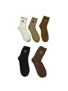 5pairs/3pairs/1pair Autumn/Winter Cartoon Embroidered Capybara Floor Socks - Multicolor - View 9
