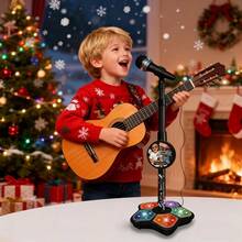 New Children's Microphone With Stand, Simulated Standing Karaoke Song Toy, A Birthday Gift For Boys And Girls. - 黑色 - 查看 2