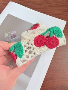 1pc Women's Bohemian Knitted Flower, Cherry, Strawberry Design Hair Clip Headpiece, Matte Non-Slip Hair Claw Clip Bun Maker Suitable For Beach, Holiday, Wedding, Party, Daily Use - Multicolor - View 13