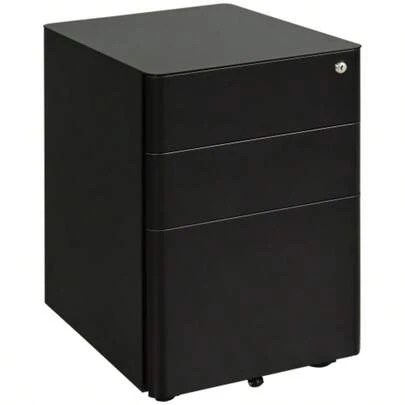 Mobile 3-Drawer Filing Cabinet, Steel Office Cabinet, Black, 39 X 48 X 59 Cm, Ideal For A Home Office