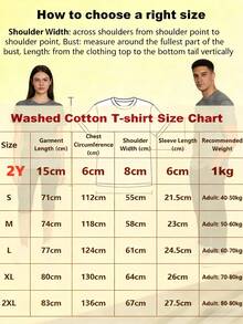 Laixton Men's Pattern T-Shirt Unisex Cotton Oversized T-Shirt Short Sleeve Retro Streetwear Casual T-Shirt Top Comfortable Washed Cotton T-Shirt - 大狗黑 - 查看 2