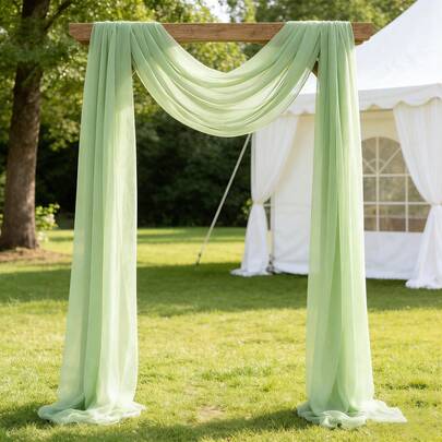 1 Piece Wedding Party Arch Decoration Gauze Curtain Coffee Dessert Solid Color Tablecloth 75*300cm/75*600cm Polyester For Banquet Graduation Birthday Photography Props