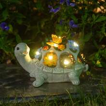 1 Pc Solar Powered Turtle Outdoor Statue Decoration, Outdoor Statue And Garden Decoration, Suitable For Courtyard And Terrace Decoration, Adding Unique Charm To Your Outdoor Garden Decoration - 烏龜 - 查看 1