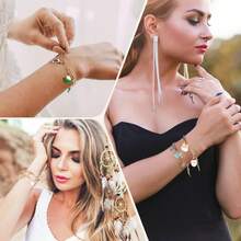 Euuztu Starry 238PCS Charm Bracelet Making Kit Jewelry Making Kit Adults Including 10 Paperclip Chain Bracelets, 50 Charms,150pcs Jump Rings,Letter Charms/Pliers Accessories Jewelry Making - 481件-金色 - 查看 6
