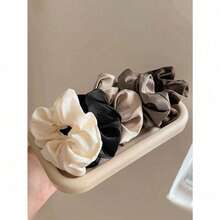5pcs Satin Hair Scrunchies - Multifunctional, Stretchy Hair Ties, Sweet Style Fabric Hair Rings Suitable For Parties And Travel, Hair Accessories For Women, Hair Tools, Beauty Accessories, Curly Hair Accessories For Women, Fall, Travel, Hair Tools, Accessories Women, Hair Stuff,Curly Hair,Scrunchies,Scrunchie,Scrunchies Hair,Curly Hair Accessories,Gifts,Travel,Gifts For Women,Hair Stuff,Stocking Stuffers - Coffee Brown - View 1