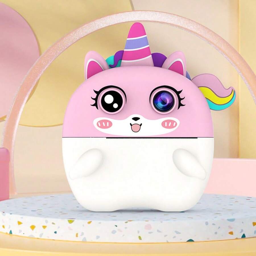 New Children's Instant Thermal Printing Camera With Dual Lens, Mini Cartoon Digital HD Video Camera - Pink Pony -  Camera - View 1
