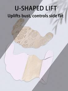 2/4 Pcs Plus Size Lace Sticky Bra Invisible Breast Lift Tape Reusable Non-Slip Pasties For Backless Dress Wedding Party,Lingerie,Summer,Boob Tape - Multicolor - View 16