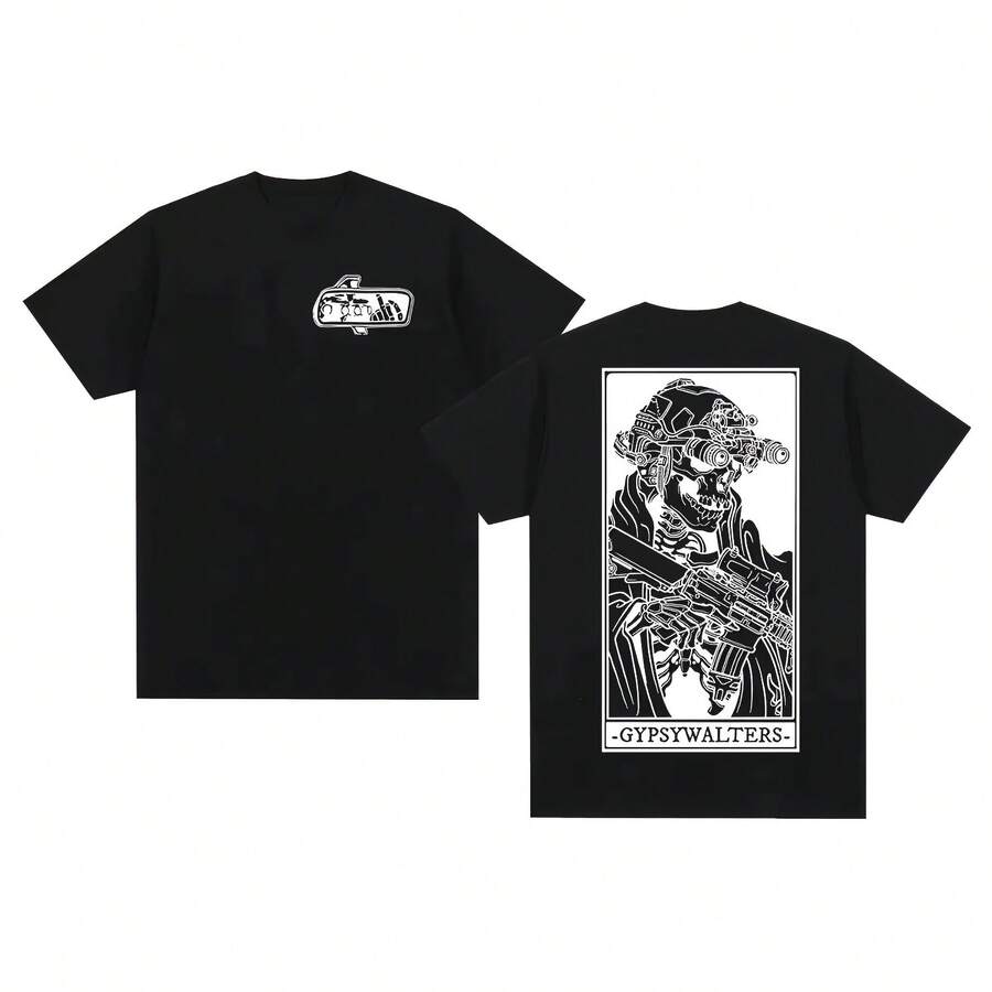 Forward Observations Group Vintage T-Shirt Death Skeleton Satan Gothic Cotton Men Oversized Y2k T Shirt Female Male Clothing Tee - 黑色 - 查看 1