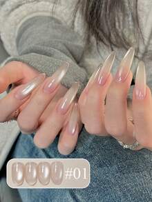 12毫升情人节冰晶透明恋人粉白玻璃珠猫眼凝胶指甲油超闪裸粉色玻璃金色指甲油美甲艺术美甲沙龙家居DIY美甲用品 - 彩色 - 查看 14