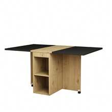 Dining Table Set (With Dining Table, 4 Chairs), Folding Dining Table, 120*80*75cm, Extendable Dining Table, Multifunctional Extendable Dining Table, Dining Chairs, White + Oak + Black - Black - View 5