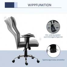 Ergonomic Office Chair With Tilt Function, Height Adjustable And 360° Swivel, With Armrests, Supports Up To 120 Kg, Grey - Dark Grey - View 5
