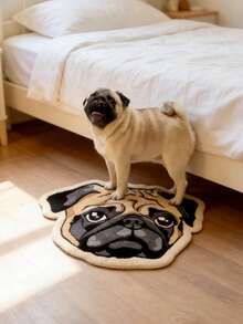 1pc Pug Shaped Area Rug, Cute Rug For Autumn/Winter, Decorative Carpet, Bedroom Decor, Small Rug, Carpet, Home Decor, Living Room Rug, Living Room Small Rug, Bedroom Rug, Living Room Home Decor, Outdoor Rug, Washable Rug Christmas Decor Kitchen Rug - Multicolor - View 10
