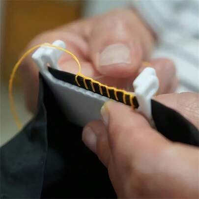 1pc Durable Plastic Sewing Tool, Yellow & White Design, Simple Handcraft Accessory, Suitable For Beginners, Housewives And Elderly, Great For Sewing Projects, Beginner Sewing Tools, Easy-Grip Handle