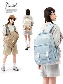 14-15.6英寸笔记本电脑背包，适合大学生；15英寸轻便耐用背包，男女通用；适用于学校、工作、旅行、户外徒步；多口袋设计，带笔记本电脑隔层；防水休闲背包；绝佳的返校礼物 - 彩色 - 查看 8