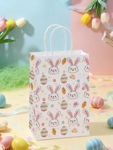 10 piezas Bolsas de regalo de dibujos animados de Pascua, tamaño 20,8 x 15 x 7,9 cm con asas, bolsas de papel con forma de conejo para dulces, bolsas de fiesta de Pascua, bolsas de dulces de primavera, adecuadas para empaquetar regalos de fiestas festivas, empaques de Pascua, relleno de cestas, regalos de fiestas de cumpleaños, bodas. - Multicolor - Ver 3