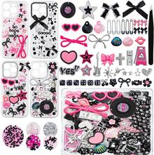 Junk Case Charms,Junk Case Kit For Customizing Diy Cases,With Cute Bow,Flatback Pearls,Letter Beads, Aesthetic Big Decor For Personalization - Cute Pink - View 1