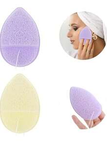 1套手套式洁面手套，卸妆手套，深层清洁泥面膜手套，海绵洗脸巾，可爱水滴洁面手套，海绵卸妆手套 - 顏色隨機 - 查看 7