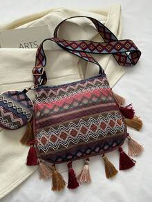 New Fashion Simple Shoulder Bag For Women, Trendy Retro Crossbody Tote Bag, Large Capacity & Versatile - Red - View 9