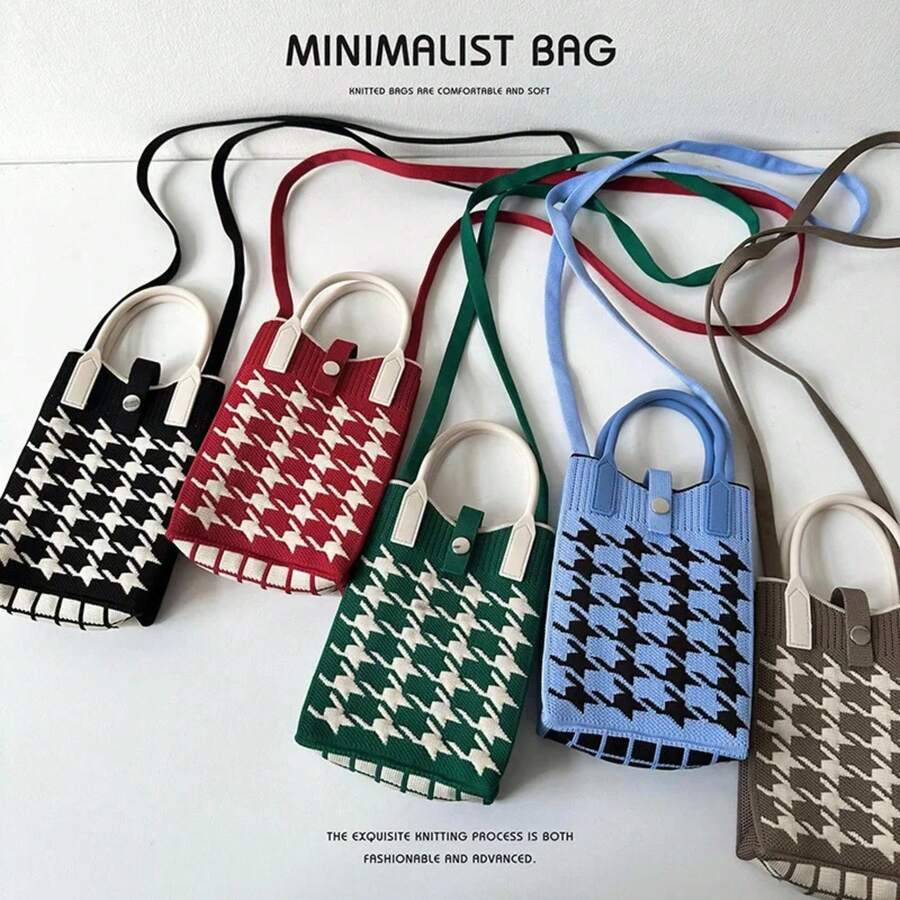 Nuevo bolso de hombro de moda, bolso tejido para teléfonoóvil, versión coreana, bolso de cambio portátil pequeño y versátil, bolso de mensajero UQYY - Mil pájaros negros - Ver 1