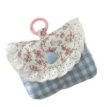 Floral Print Coin Purse Headphone Storage Bag Small Change Purse Coin Bag Lovely Coin Pouches Lace Earphone Case - 藍色 - 查看 8