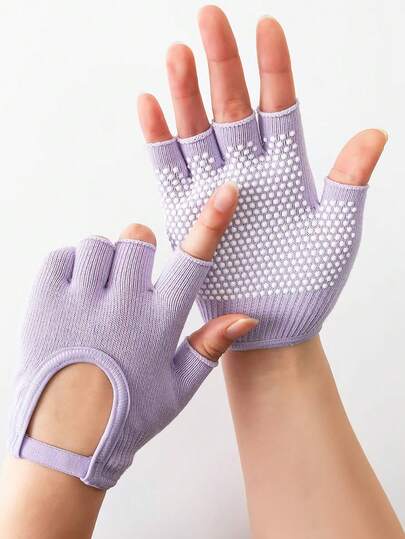 1 Pair Women's Fingerless Backless Warm Five-Finger Yoga Gloves, Non-Slip Yoga Accessories