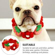 1 Peça Colar de Estimação Ajustável com Flor de Morango, Adequado para Cães e Gatos, Acessório Decorativo de Estimação - Vermelho - Visão 2