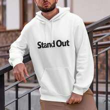 "You Are Already Excellent Enough" - Men's Casual Long-Sleeved Hooded Sweatshirt With Drawstring, Suitable For Autumn And Winter Wear, A Perfect Gift For Your Boyfriend. - White - View 2