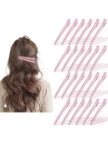 20pcs/10pcs/5pcs Women's Pink Alloy High-Quality Metal Asymmetrical Hollow Hair Clips, 8.8cm/3.46in, Simple Design, Sweet & Elegant, Princess Style, Vintage Palace Style, Casual Street Style, Minimalist, Suitable For Women's Daily Hair Styling, Decoration, Makeup, Commuting, Vacation, Travel, School, College, Party, Festival, Gift - Baby Pink - View 1