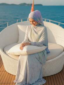 1 pezzo Velo hijab da donna multicolore con stampa floreale e motivo marmorizzato, stile bohémien, moda casual da strada, adatto per uso quotidiano e in tutte le stagioni - Multicolore 2 - Visualizzare 12