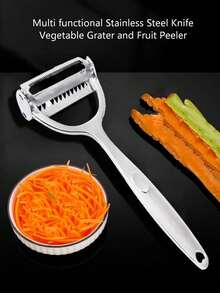 1pc Multifunctional Stainless Steel Vegetable Peeler - Easy Grip Fruit Potato Slicer, Easy To Clean, Suitable For Home And Restaurant, Vegetable Grater Fruit Peeler, Practical Kitchen Tool - Silver - View 5