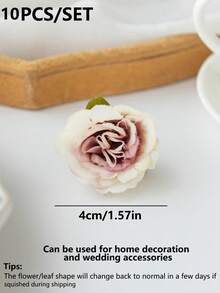10支人造玫瑰花头及花苞DIY套装，可用于蛋糕装饰、花环制作、节日生日派对装饰、婚礼新娘腕花、插花、家庭花店、园艺、情人节礼物、新年装饰。 - 淺咖色 - 查看 6